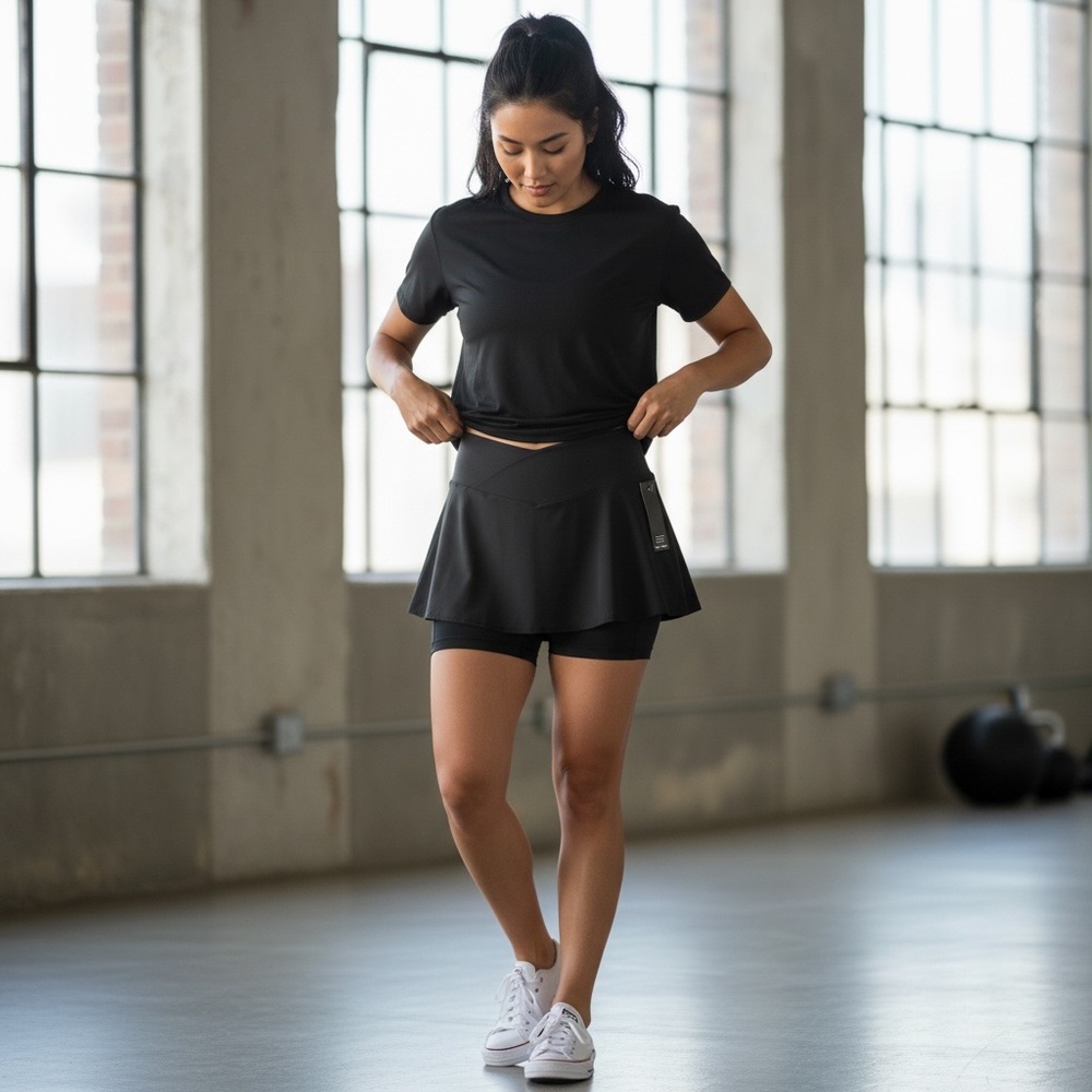 KYODAN V-Front Black Skort with Built-in Shorts in XL NWT